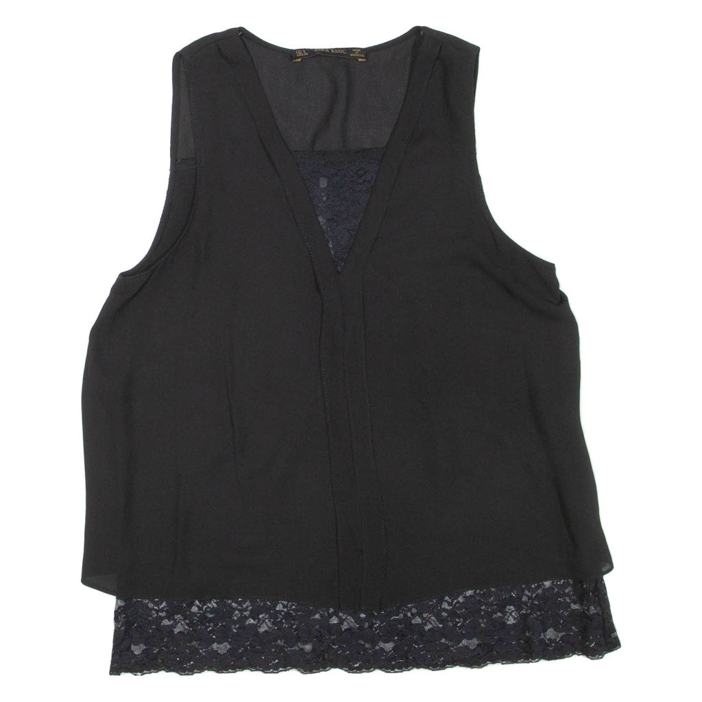 ZARA Womens Printed Vest Black Sleeveless S