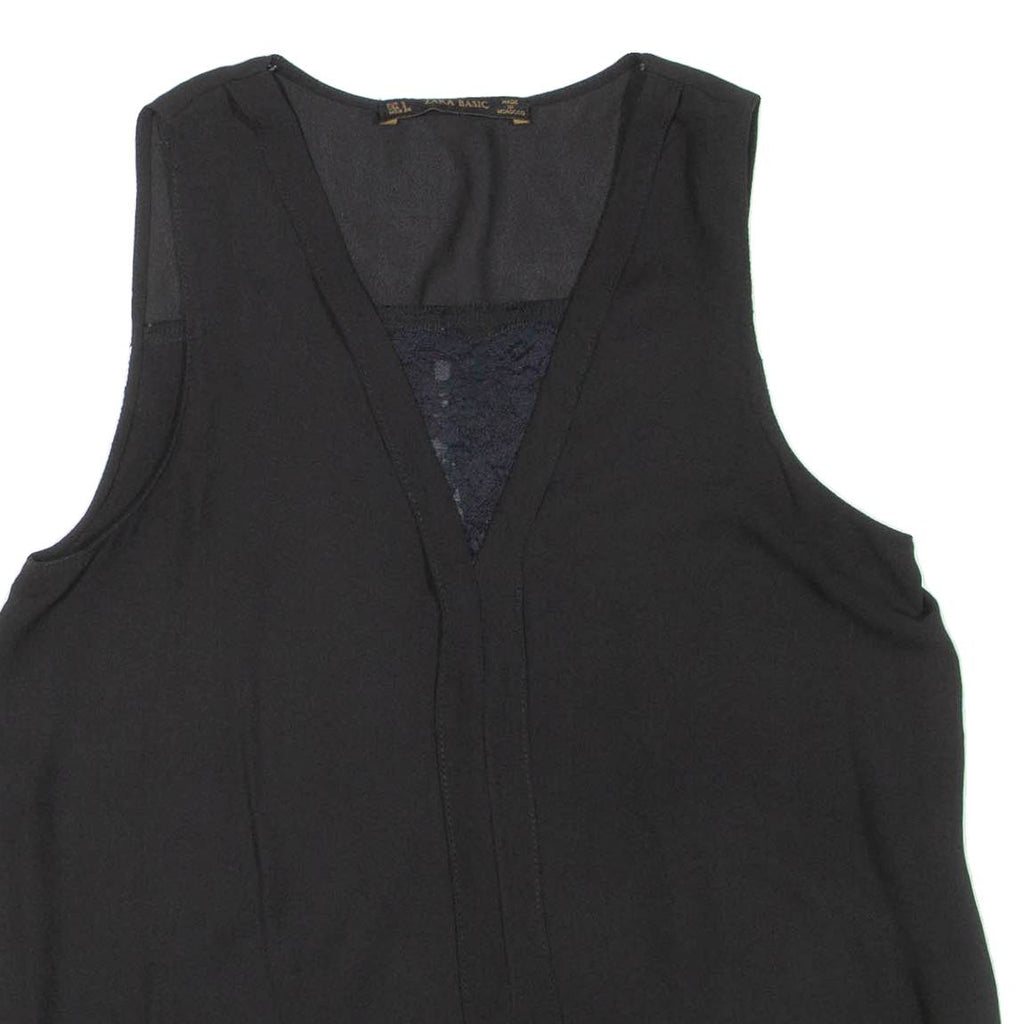 ZARA Womens Printed Vest Black Sleeveless S