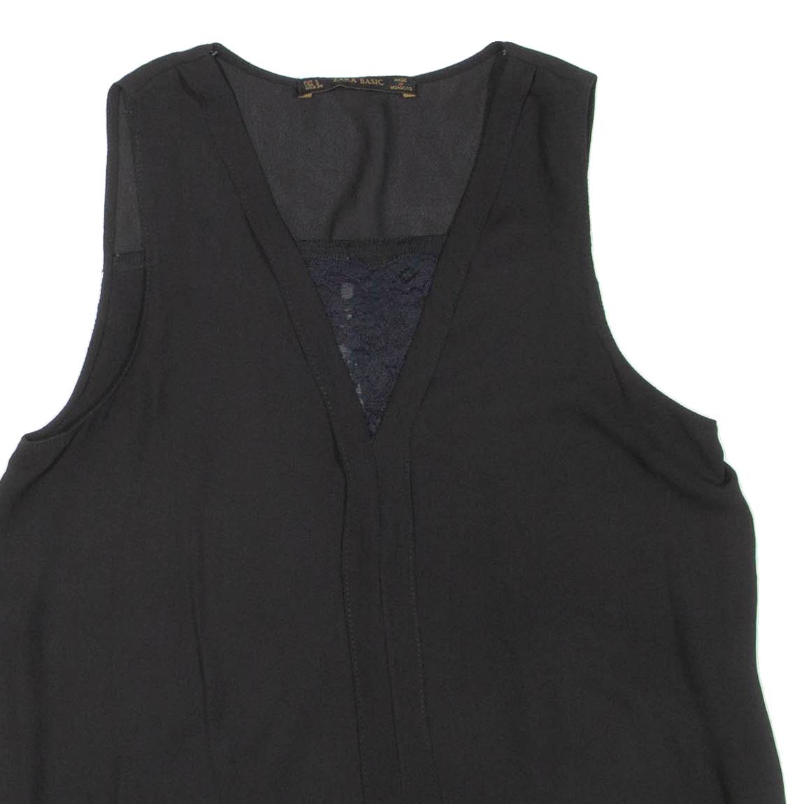 ZARA Womens Printed Vest Black Sleeveless S