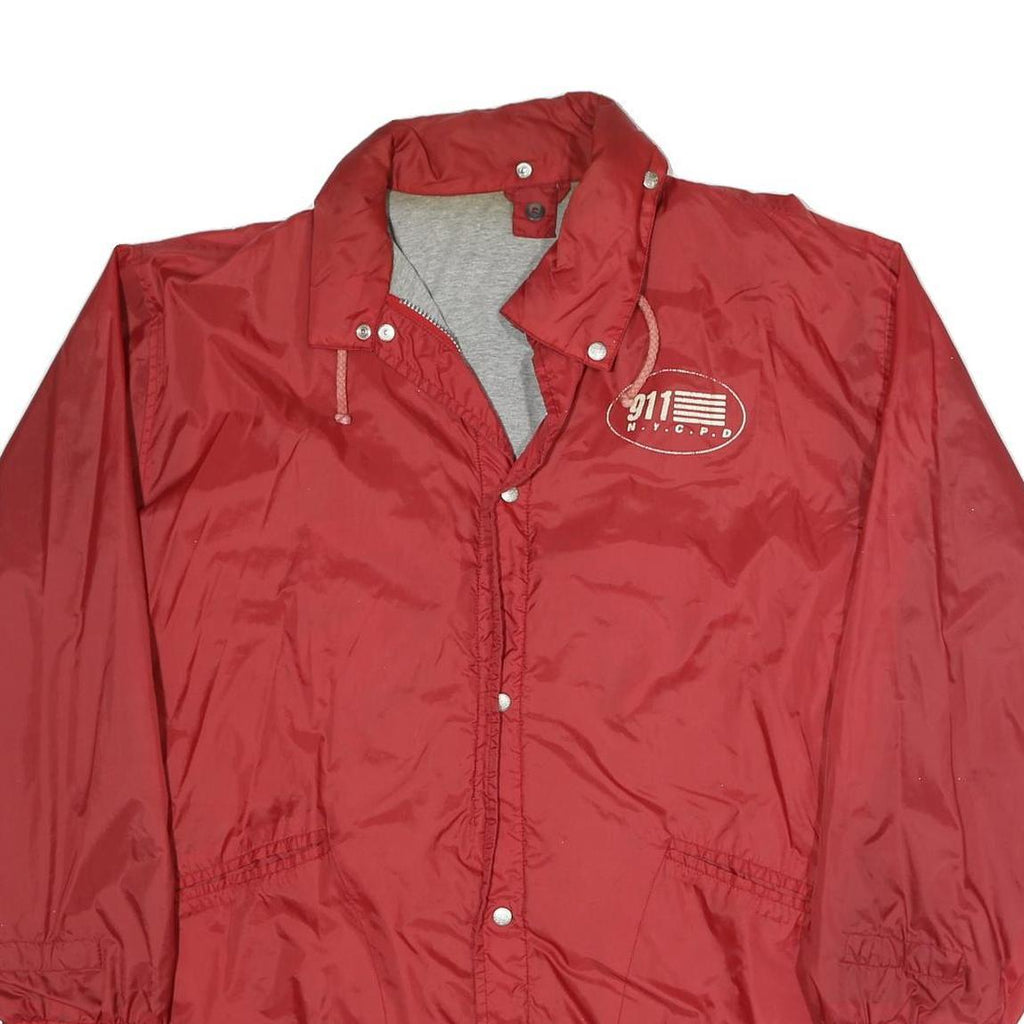 Mens Red Jacket L Polyester Blend Zip Outdoor Casual 911 Police Print