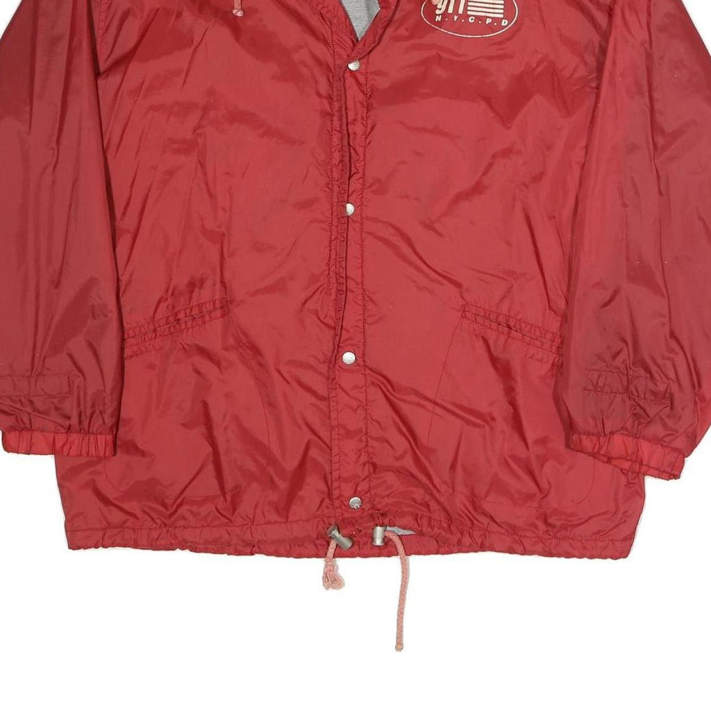 Mens Red Jacket L Polyester Blend Zip Outdoor Casual 911 Police Print