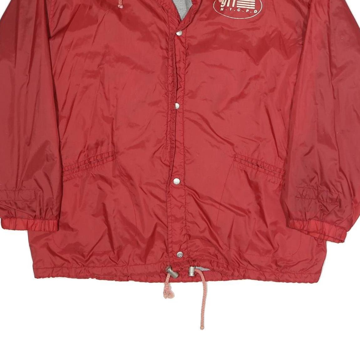 Mens Red Jacket L Polyester Blend Zip Outdoor Casual 911 Police Print