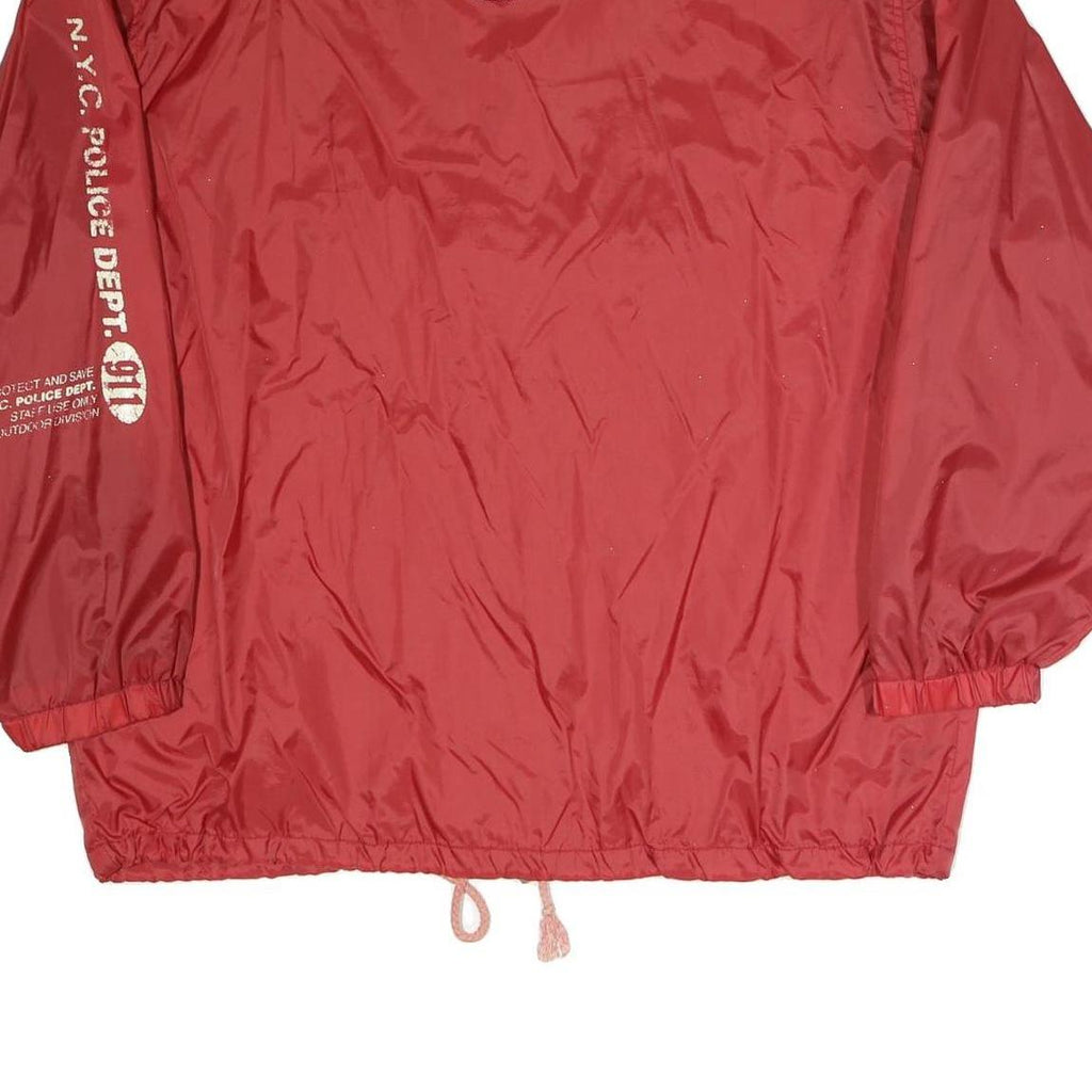 Mens Red Jacket L Polyester Blend Zip Outdoor Casual 911 Police Print