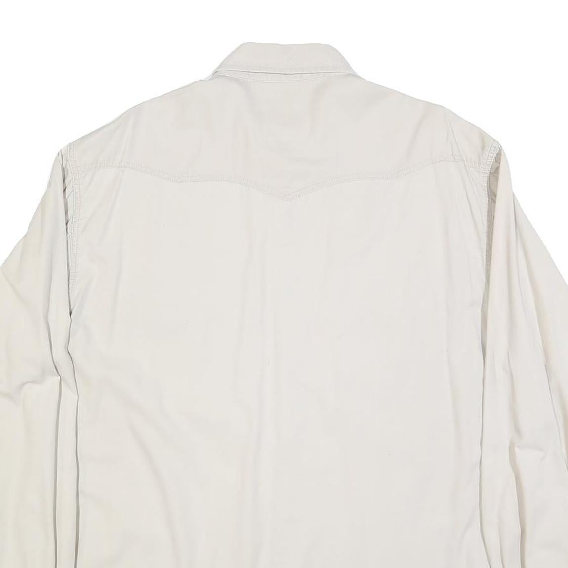 BIG STAR Mens White Shirt M Cotton Blend Button Long Sleeve Casual Pocket