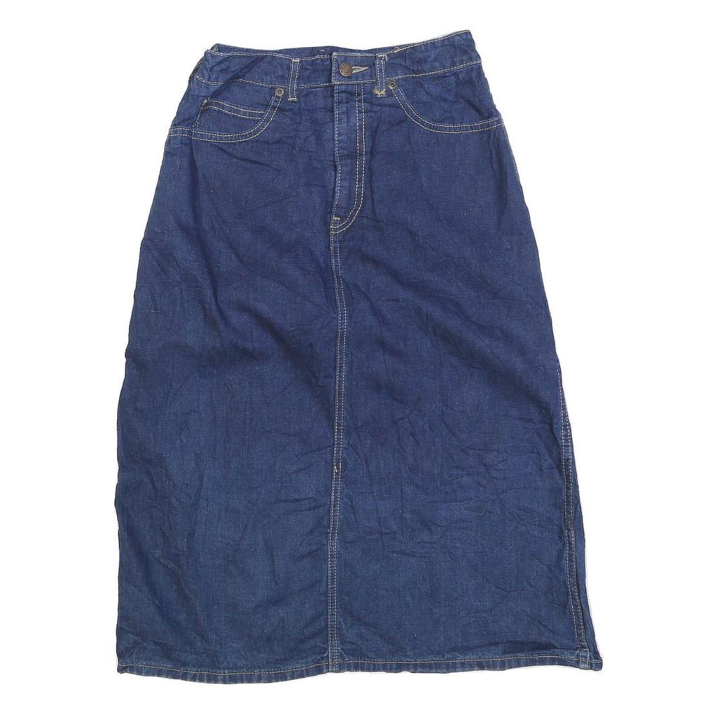 LL BEAN Womens Blue Denim Straight Knee Length Woven Cotton Blend Skirt XS