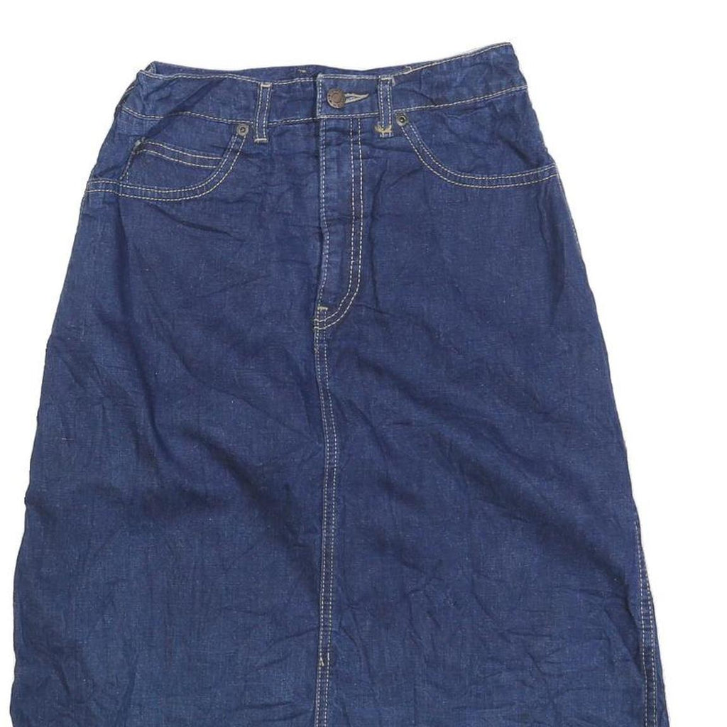 LL BEAN Womens Blue Denim Straight Knee Length Woven Cotton Blend Skirt XS