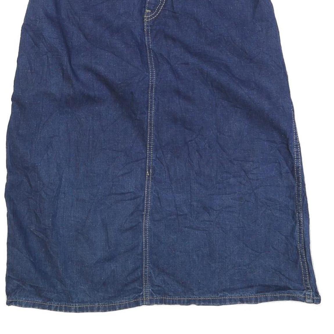 LL BEAN Womens Blue Denim Straight Knee Length Woven Cotton Blend Skirt XS