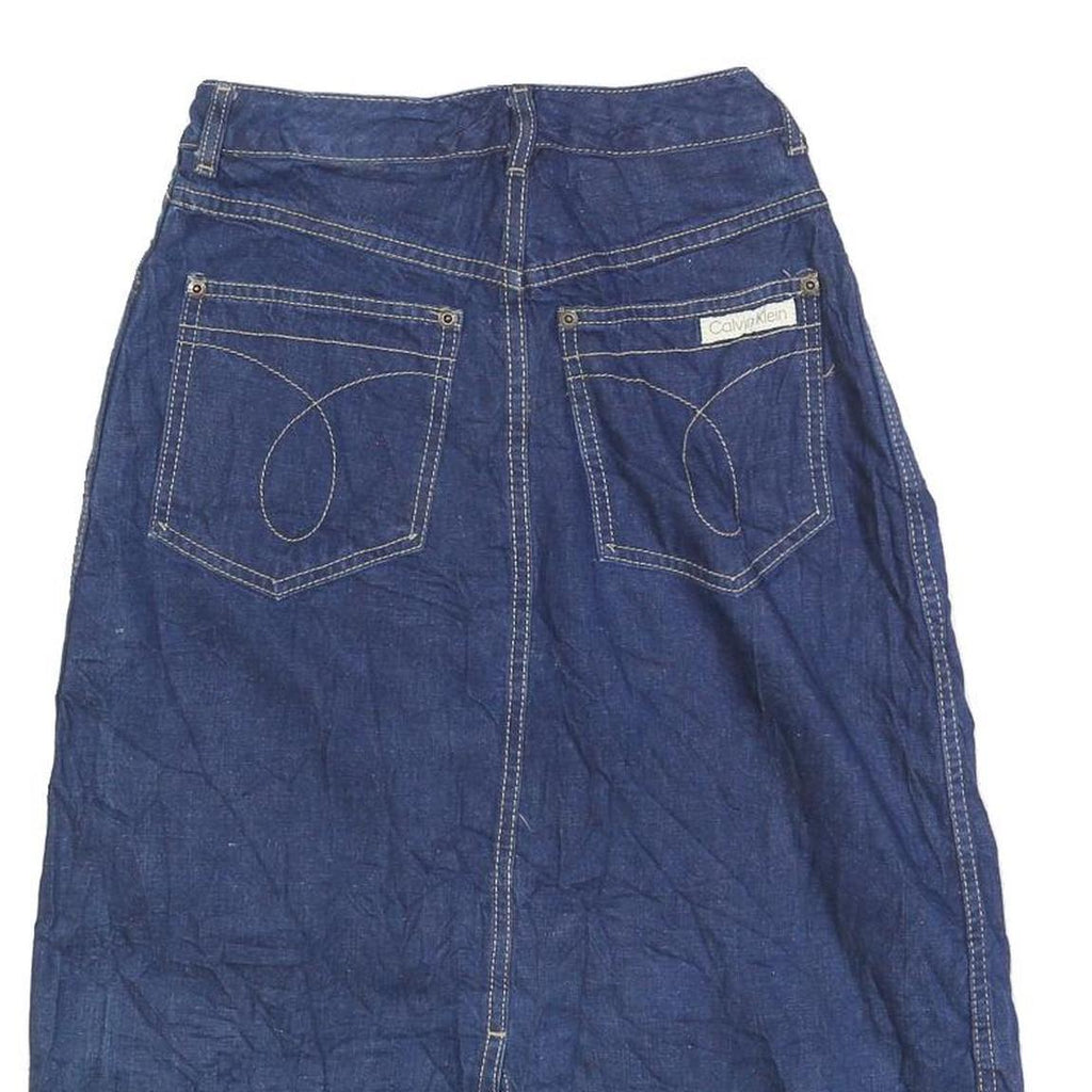 LL BEAN Womens Blue Denim Straight Knee Length Woven Cotton Blend Skirt XS