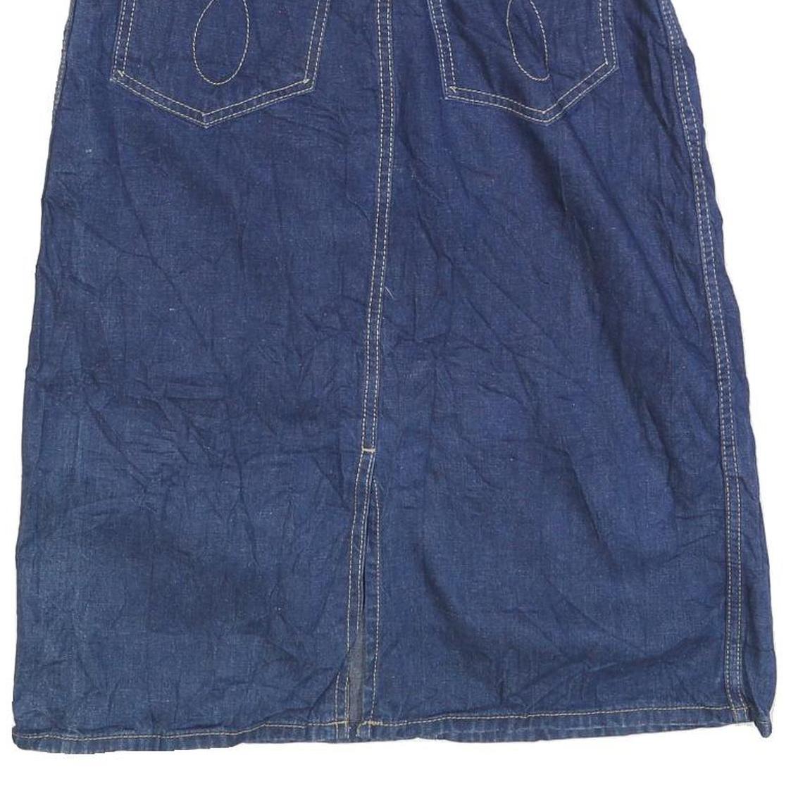 LL BEAN Womens Blue Denim Straight Knee Length Woven Cotton Blend Skirt XS