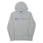 CHAMPION Mens Grey Pullover Hoodie M Classic Logo Cotton Blend