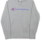 CHAMPION Mens Grey Pullover Hoodie M Classic Logo Cotton Blend