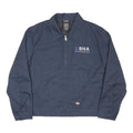 DICKIES Mens Navy Workwear Jacket L Cotton Blend Zip Logo Embroidered