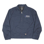 DICKIES Mens Navy Workwear Jacket L Cotton Blend Zip Logo Embroidered