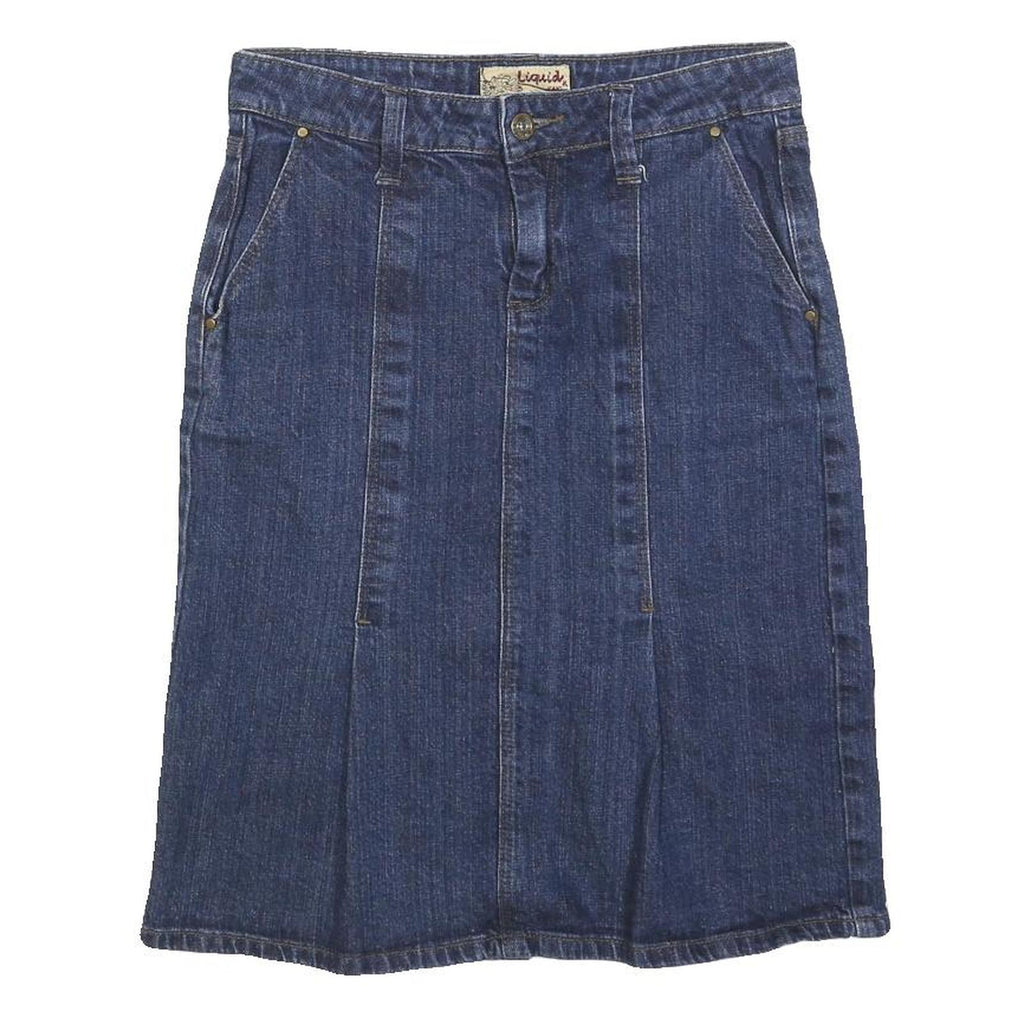 LIQUID Womens Blue Denim Pencil Knee Length Cotton Skirt Size S Casual