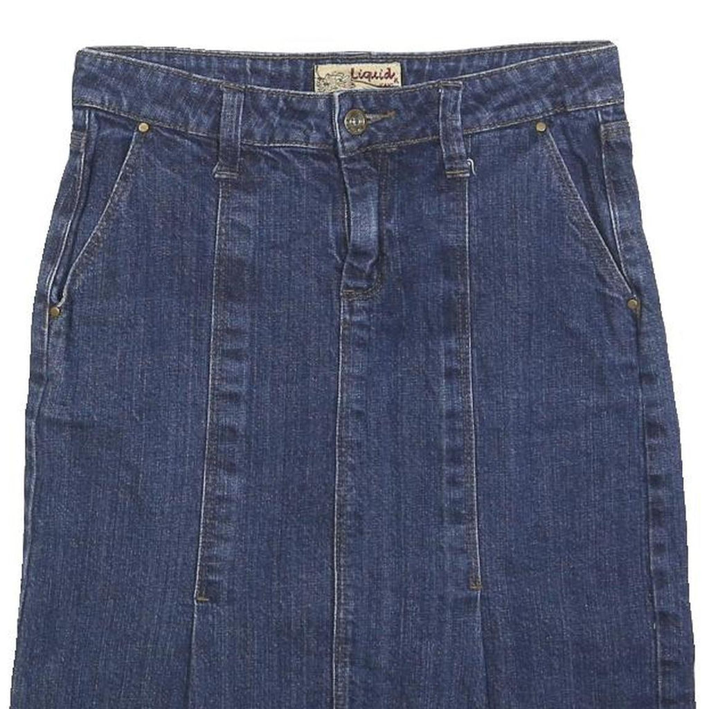 LIQUID Womens Blue Denim Pencil Knee Length Cotton Skirt Size S Casual