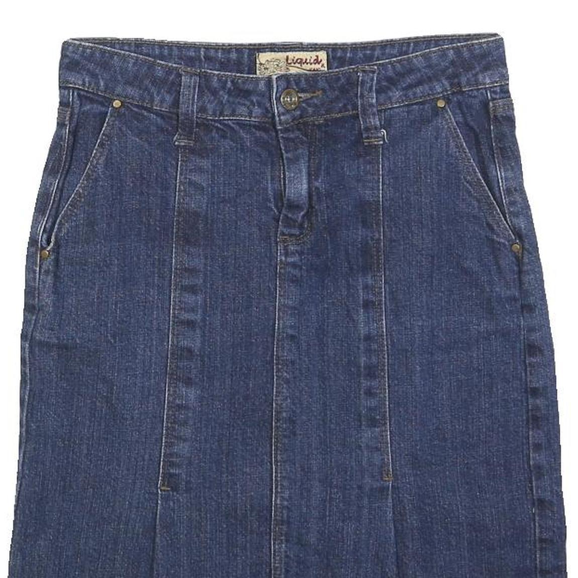 LIQUID Womens Blue Denim Pencil Knee Length Cotton Skirt Size S Casual