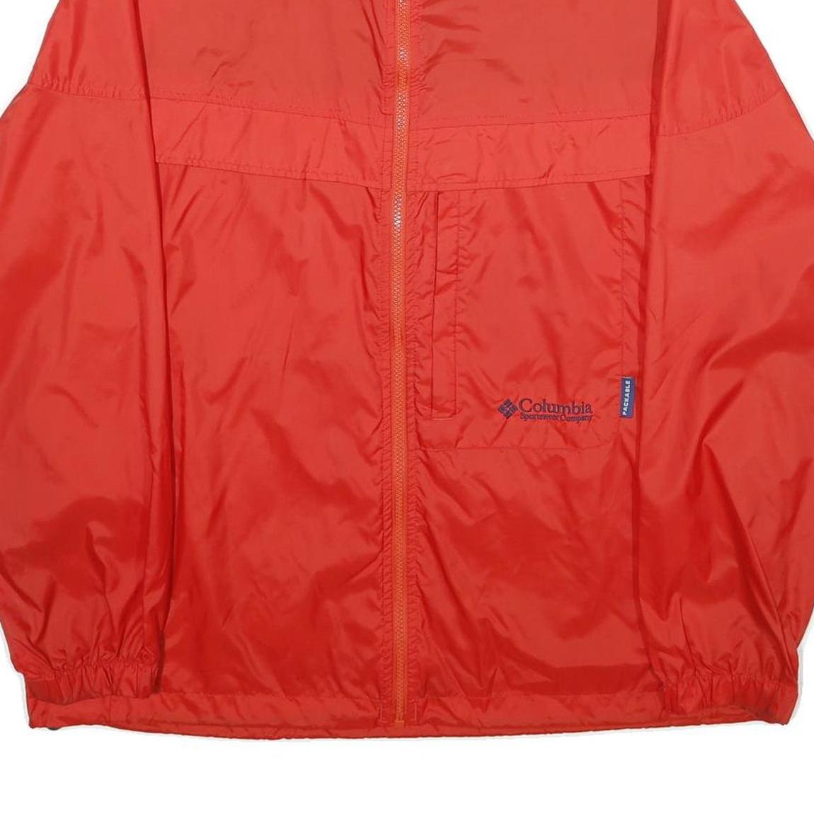 COLUMBIA Womens Red & Navy Lightweight Nylon Jacket L Zip Plain Sportswear