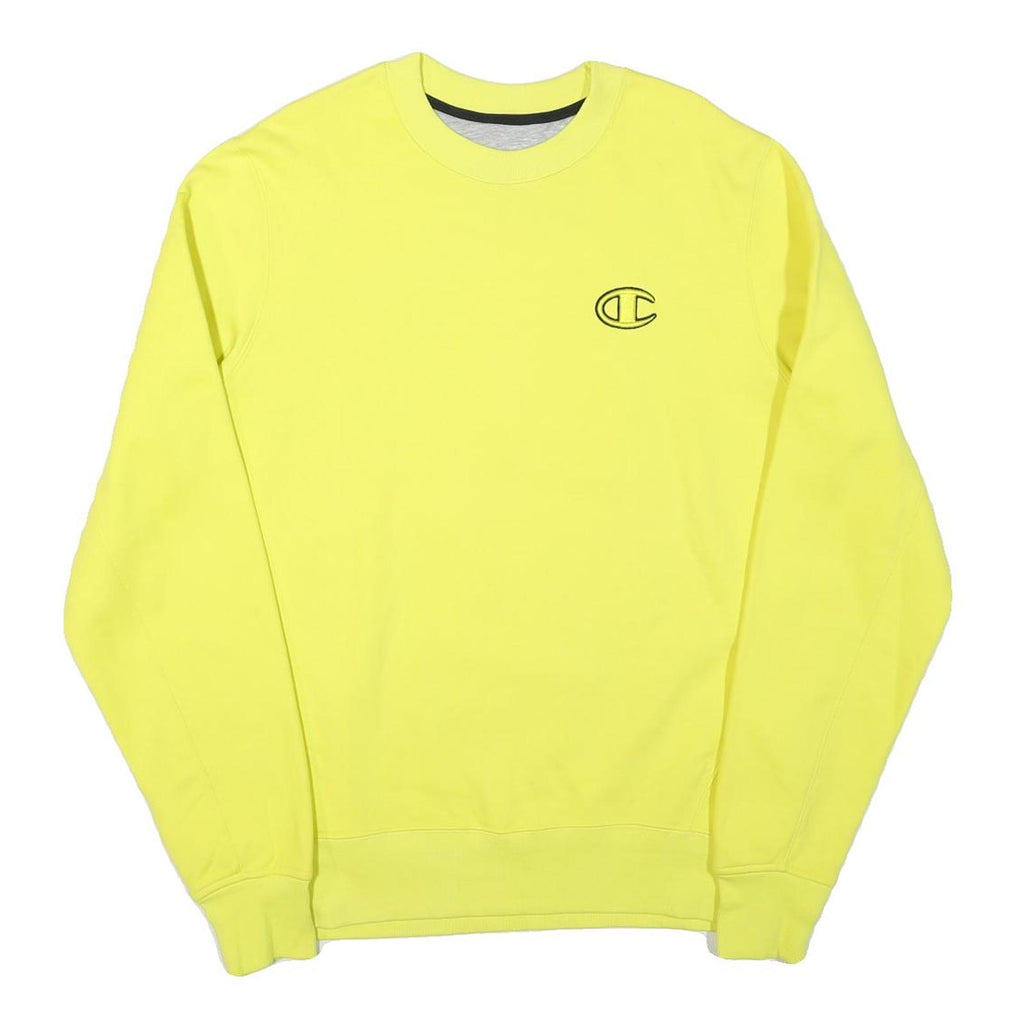 CHAMPION Mens Yellow Crew Neck L Cotton Blend Logo Sweatshirt