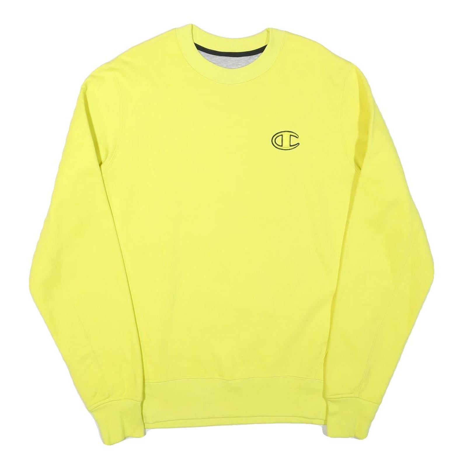 CHAMPION Mens Yellow Crew Neck L Cotton Blend Logo Sweatshirt