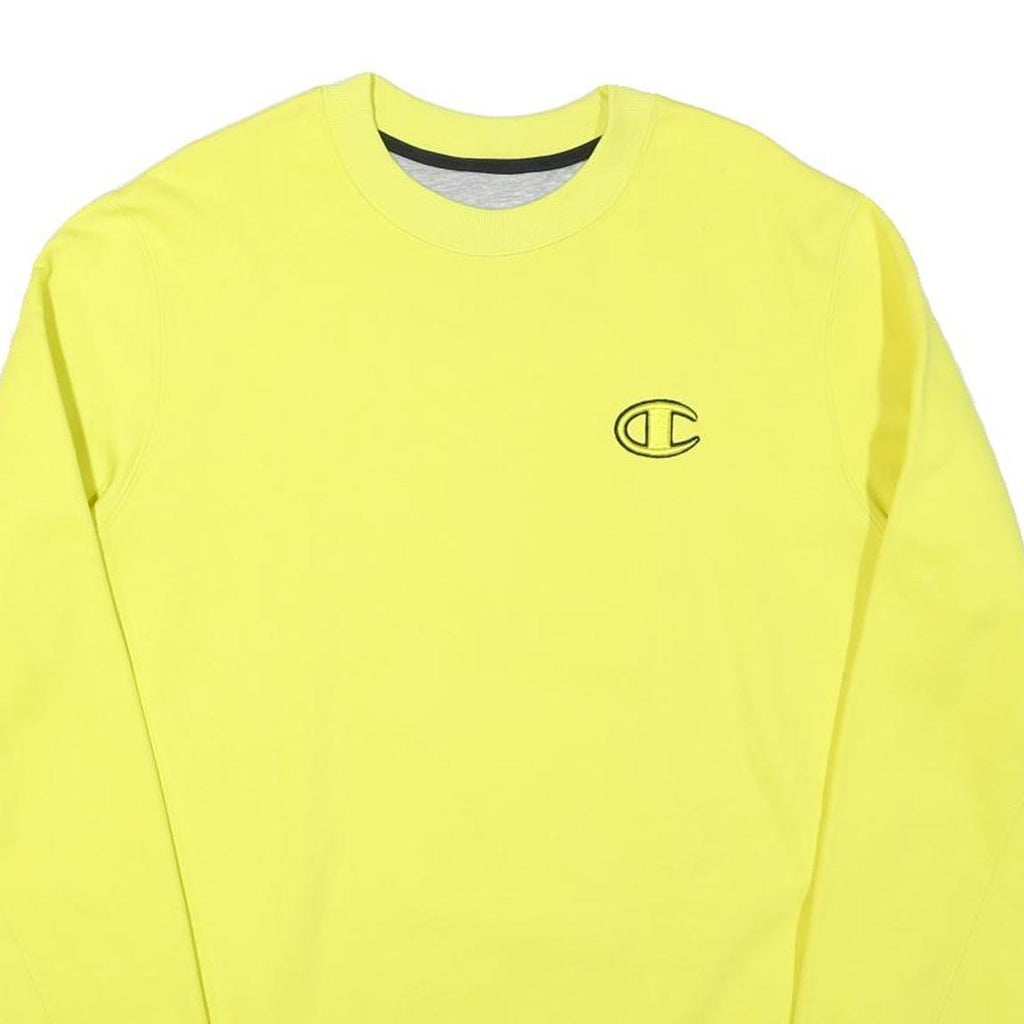 CHAMPION Mens Yellow Crew Neck L Cotton Blend Logo Sweatshirt
