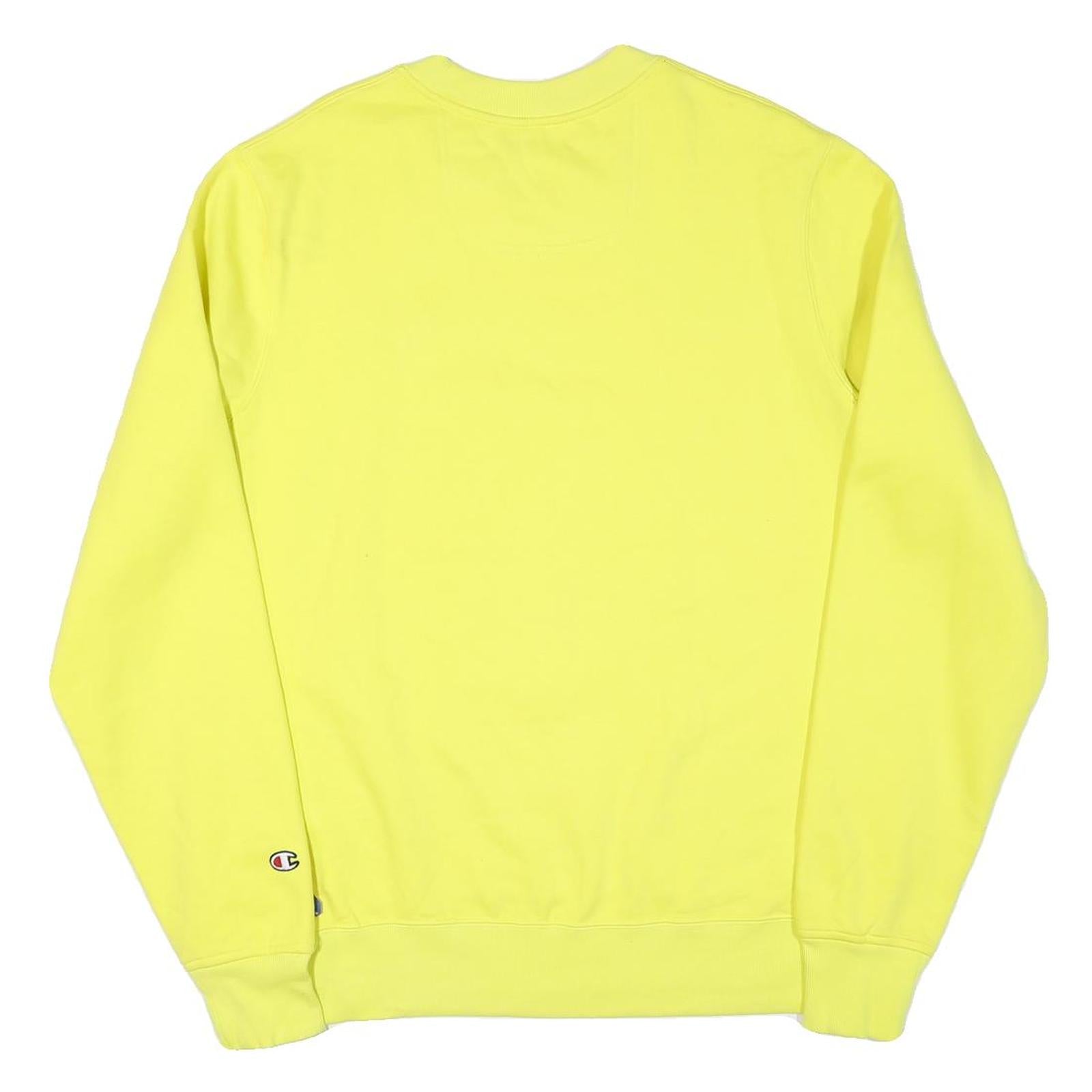 CHAMPION Mens Yellow Crew Neck L Cotton Blend Logo Sweatshirt