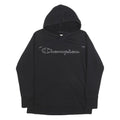 CHAMPION Womens Black Hoodie S Cotton Blend Pullover Logo Sweatshirt