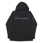 CHAMPION Womens Black Hoodie S Cotton Blend Pullover Logo Sweatshirt