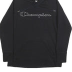 CHAMPION Womens Black Hoodie S Cotton Blend Pullover Logo Sweatshirt
