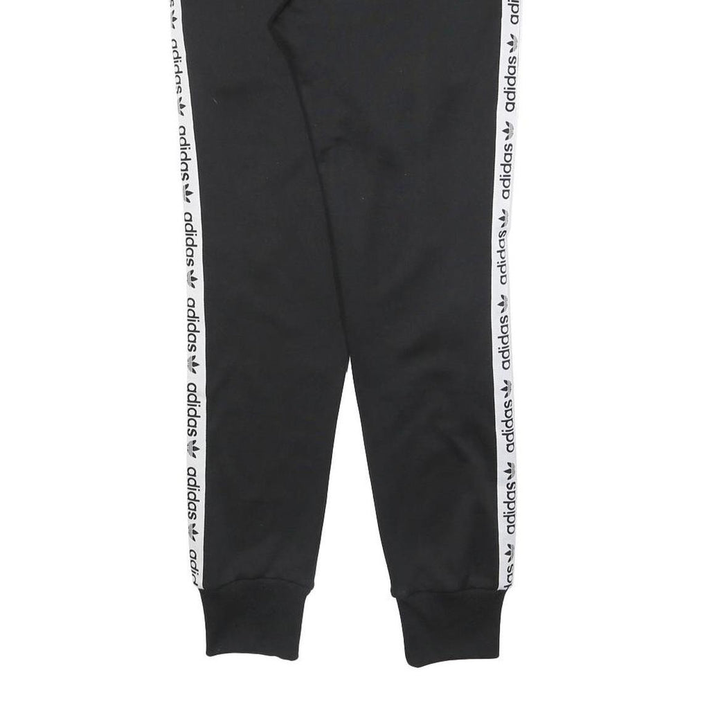 ADIDAS Womens Joggers Black & White Logo Tape Slim Tapered UK 10 W28 L29