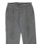 HAGMAN Mens Wool Blend Grey Regular Fit Straight Leg Trousers W34 L28 Smart Work