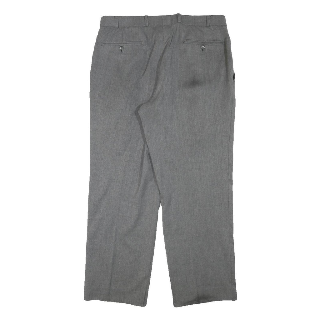 HAGMAN Mens Wool Blend Grey Regular Fit Straight Leg Trousers W34 L28 Smart Work