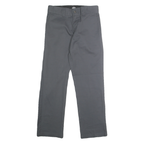 DICKIES Mens Cotton Blend Grey Regular Straight Trousers W28 L30 Workwear Zip