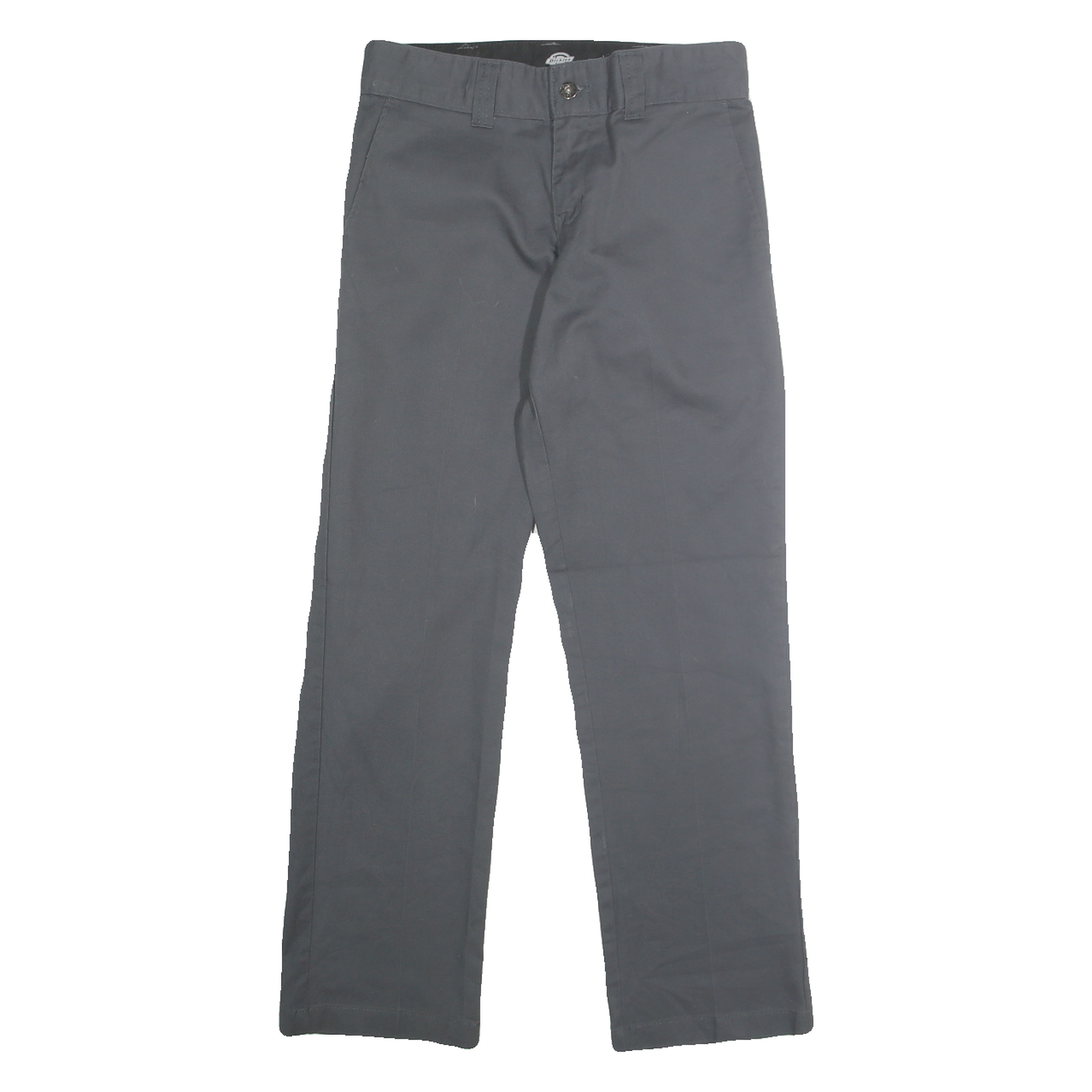 DICKIES Mens Cotton Blend Grey Regular Straight Trousers W28 L30 Workwear Zip
