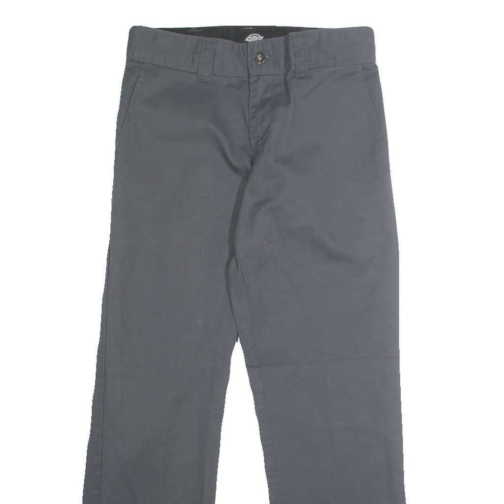 DICKIES Mens Cotton Blend Grey Regular Straight Trousers W28 L30 Workwear Zip