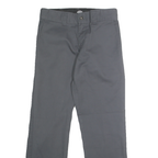 DICKIES Mens Cotton Blend Grey Regular Straight Trousers W28 L30 Workwear Zip