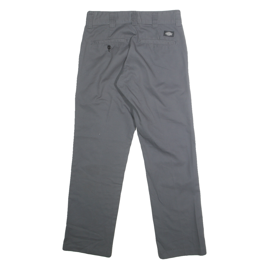DICKIES Mens Cotton Blend Grey Regular Straight Trousers W28 L30 Workwear Zip