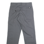 DICKIES Mens Cotton Blend Grey Regular Straight Trousers W28 L30 Workwear Zip