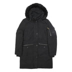 CALVIN KLEIN Womens Black Polyester Parka Jacket S Zip Hooded Casual Warm