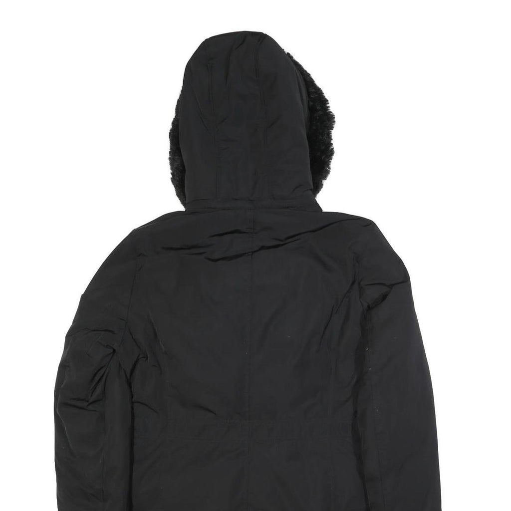 CALVIN KLEIN Womens Black Polyester Parka Jacket S Zip Hooded Casual Warm