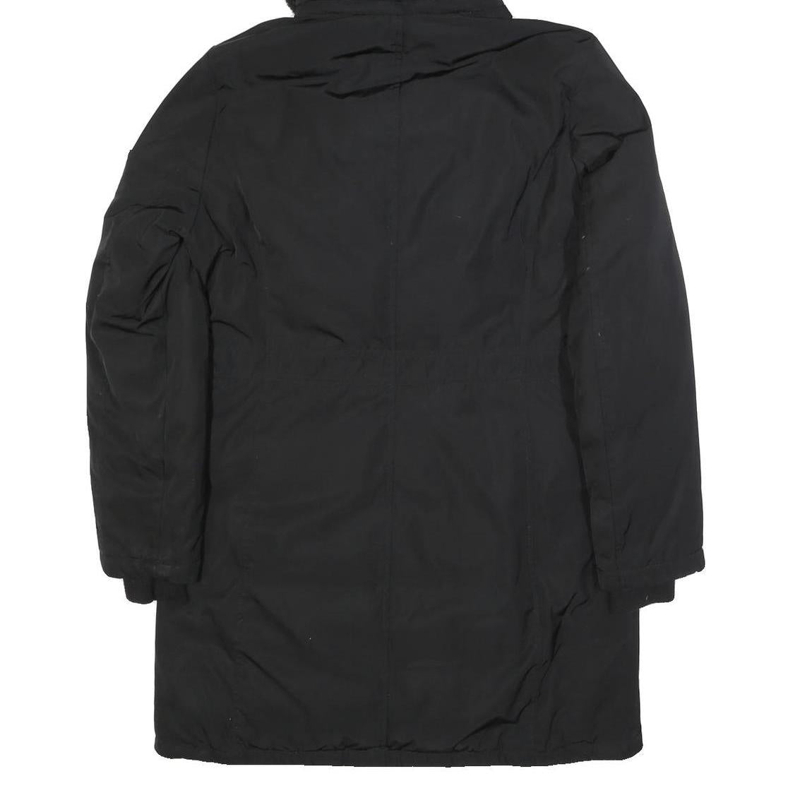 CALVIN KLEIN Womens Black Polyester Parka Jacket S Zip Hooded Casual Warm