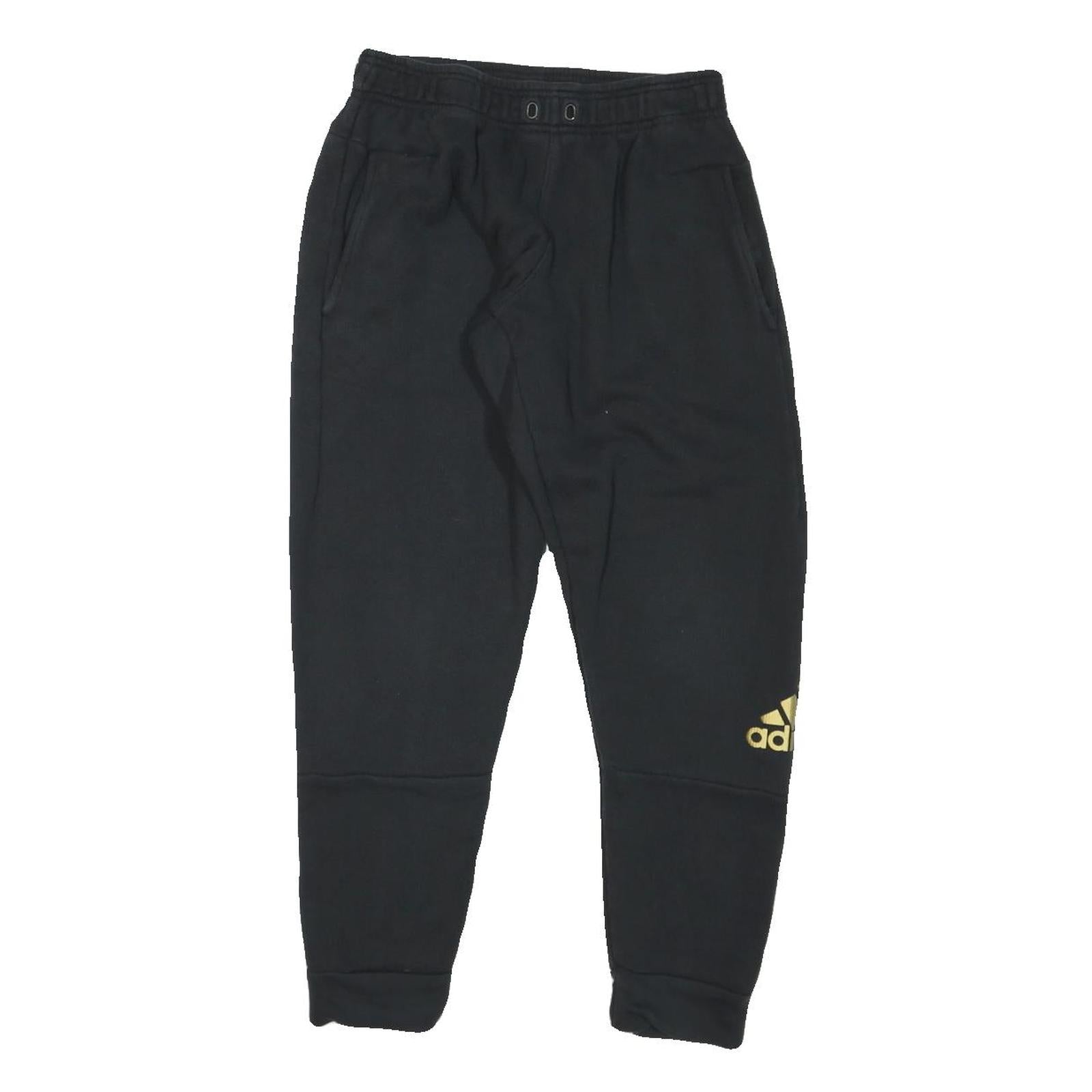ADIDAS Mens Joggers Black Gold Slim Tapered S W26 L26 Logo Casual