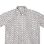 MAUI Mens Grey Pattern Cotton Blend Shirt L Casual Short Sleeve Button