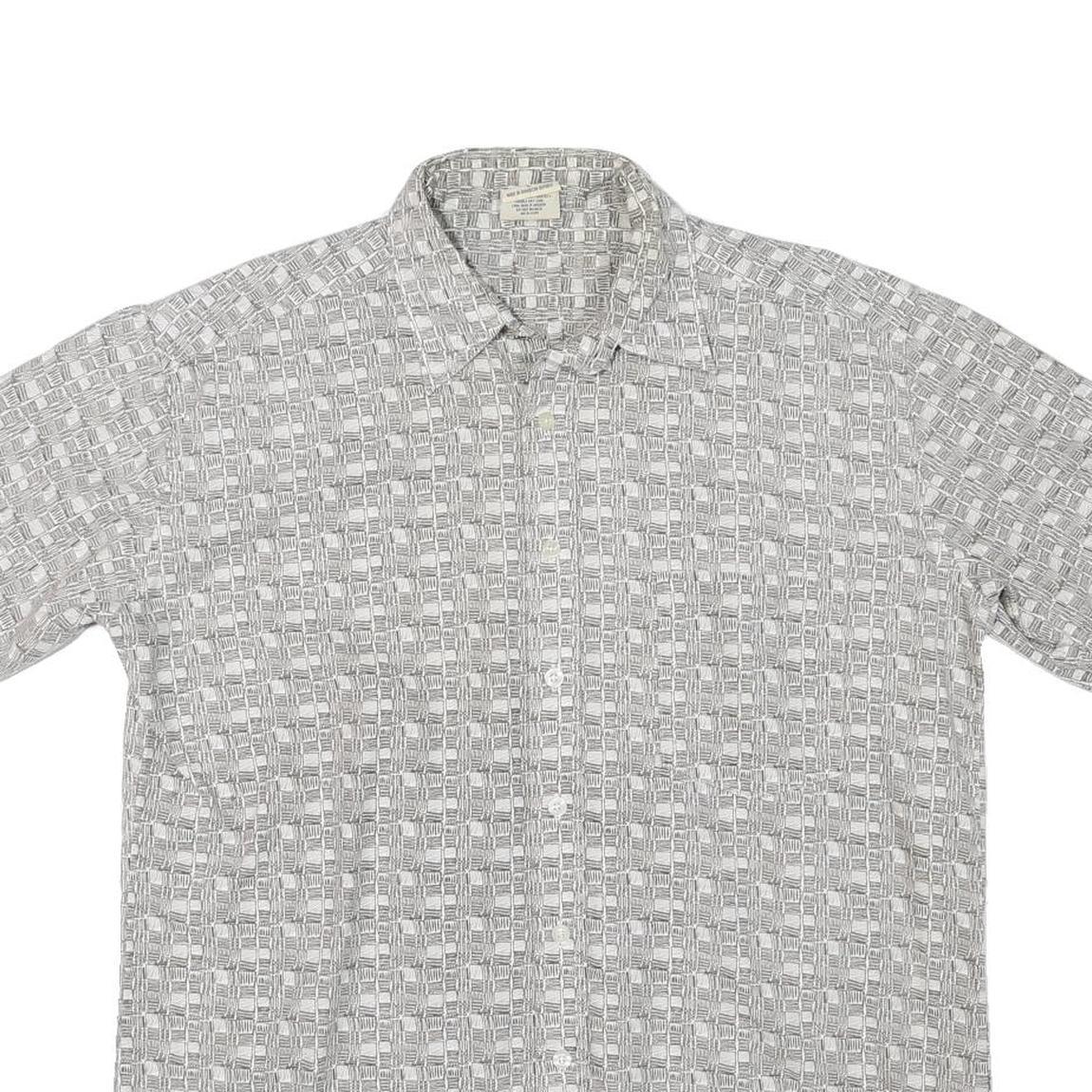 MAUI Mens Grey Pattern Cotton Blend Shirt L Casual Short Sleeve Button