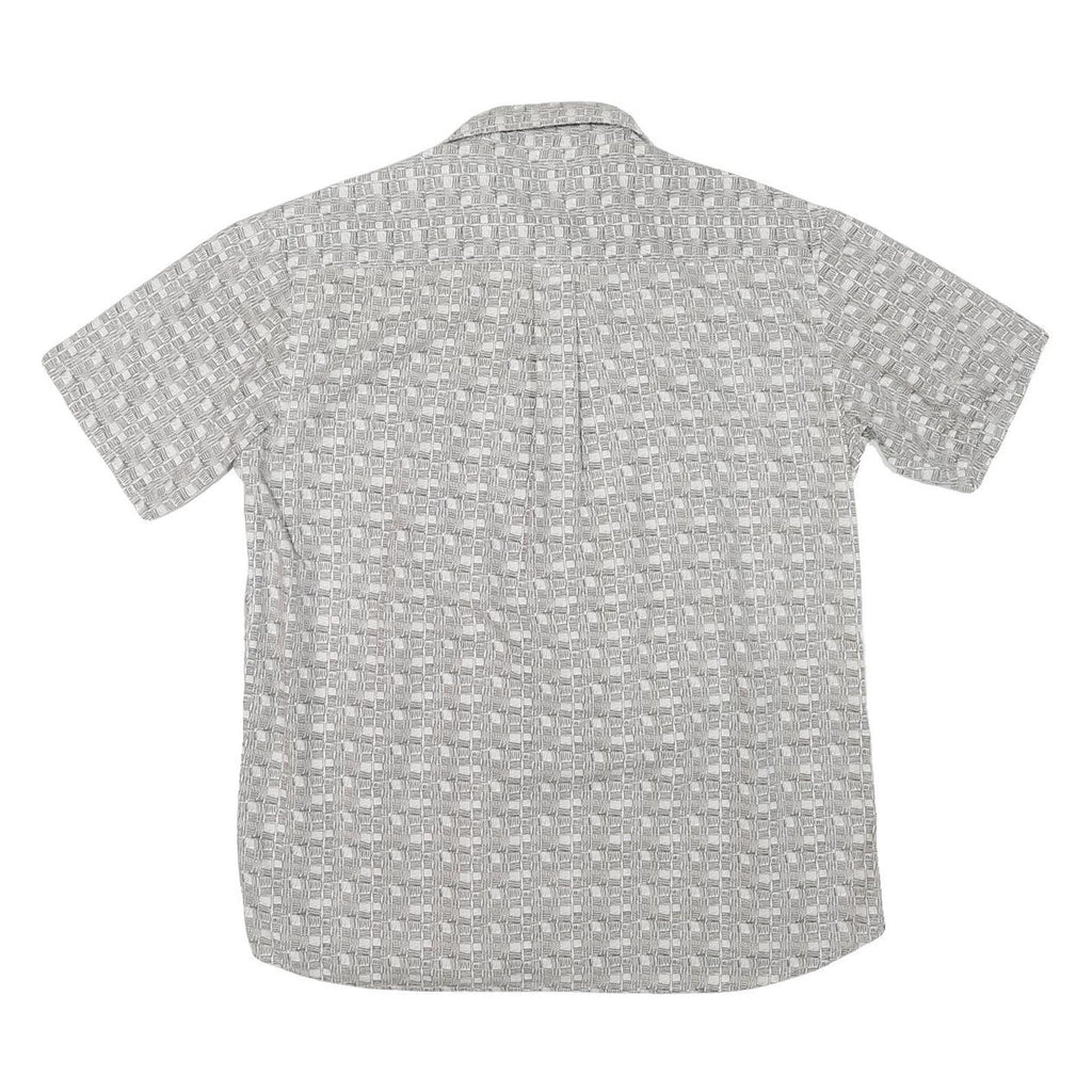 MAUI Mens Grey Pattern Cotton Blend Shirt L Casual Short Sleeve Button