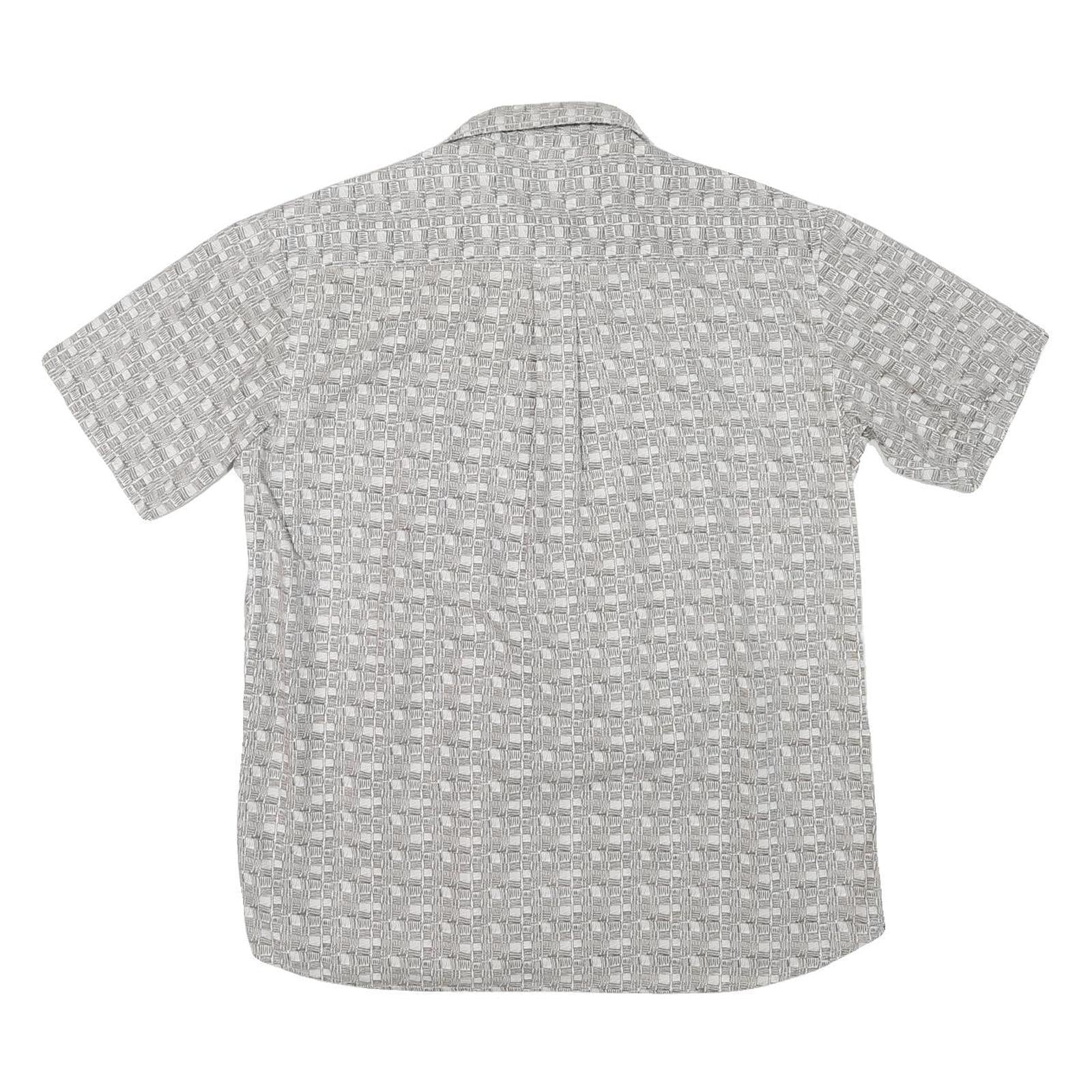 MAUI Mens Grey Pattern Cotton Blend Shirt L Casual Short Sleeve Button