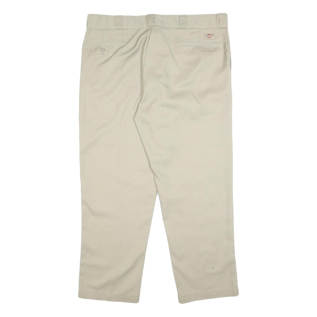 DICKIES Mens Regular Fit Beige Cotton Blend Zip Trousers W42 L30 Classic