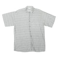 Mens White & Black Patterned Cotton Blend Shirt L Casual Button-Up Summer