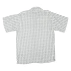 Mens White & Black Patterned Cotton Blend Shirt L Casual Button-Up Summer
