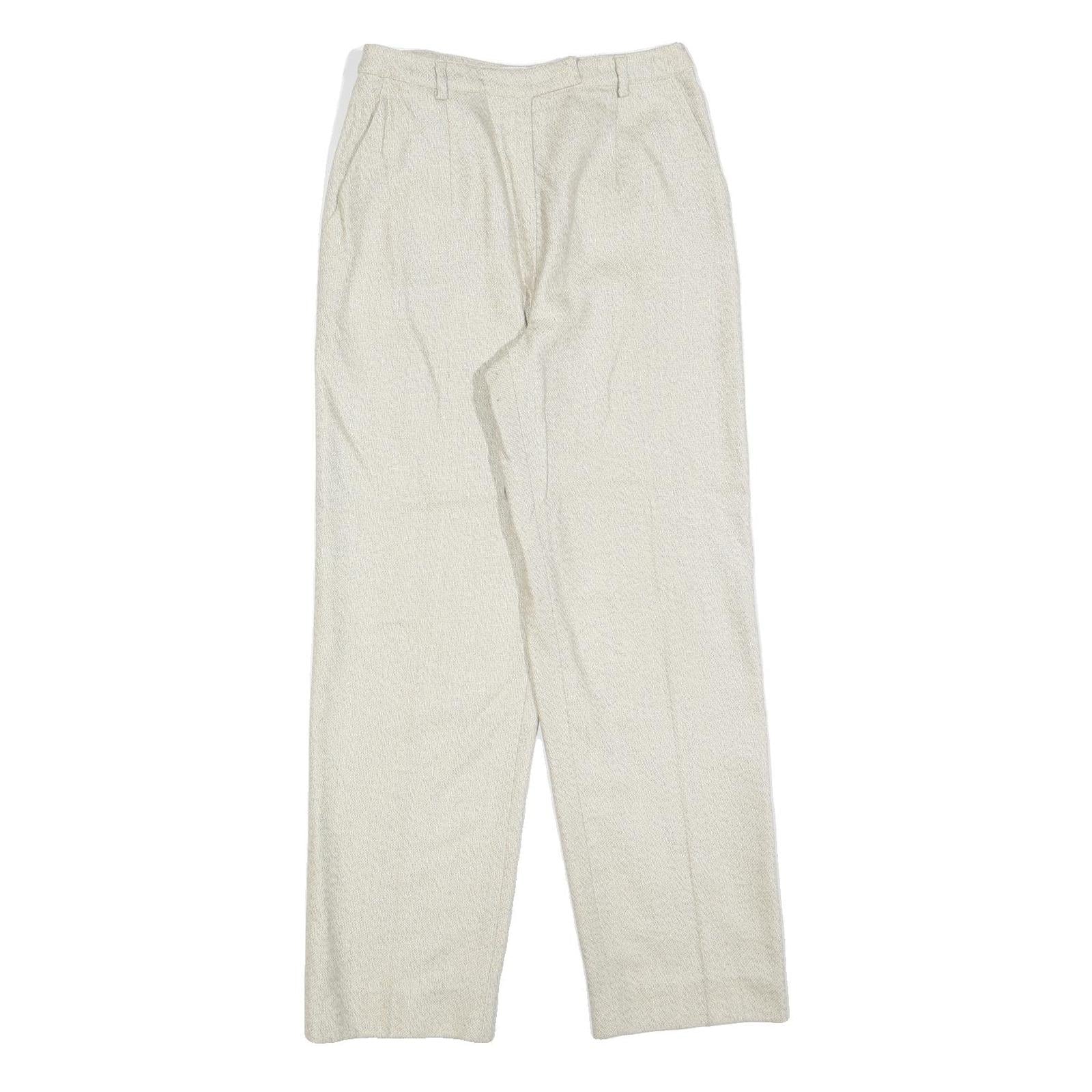 VALENTINO Womens Wool Blend Cream Regular Fit Straight Leg Trousers W26 L30