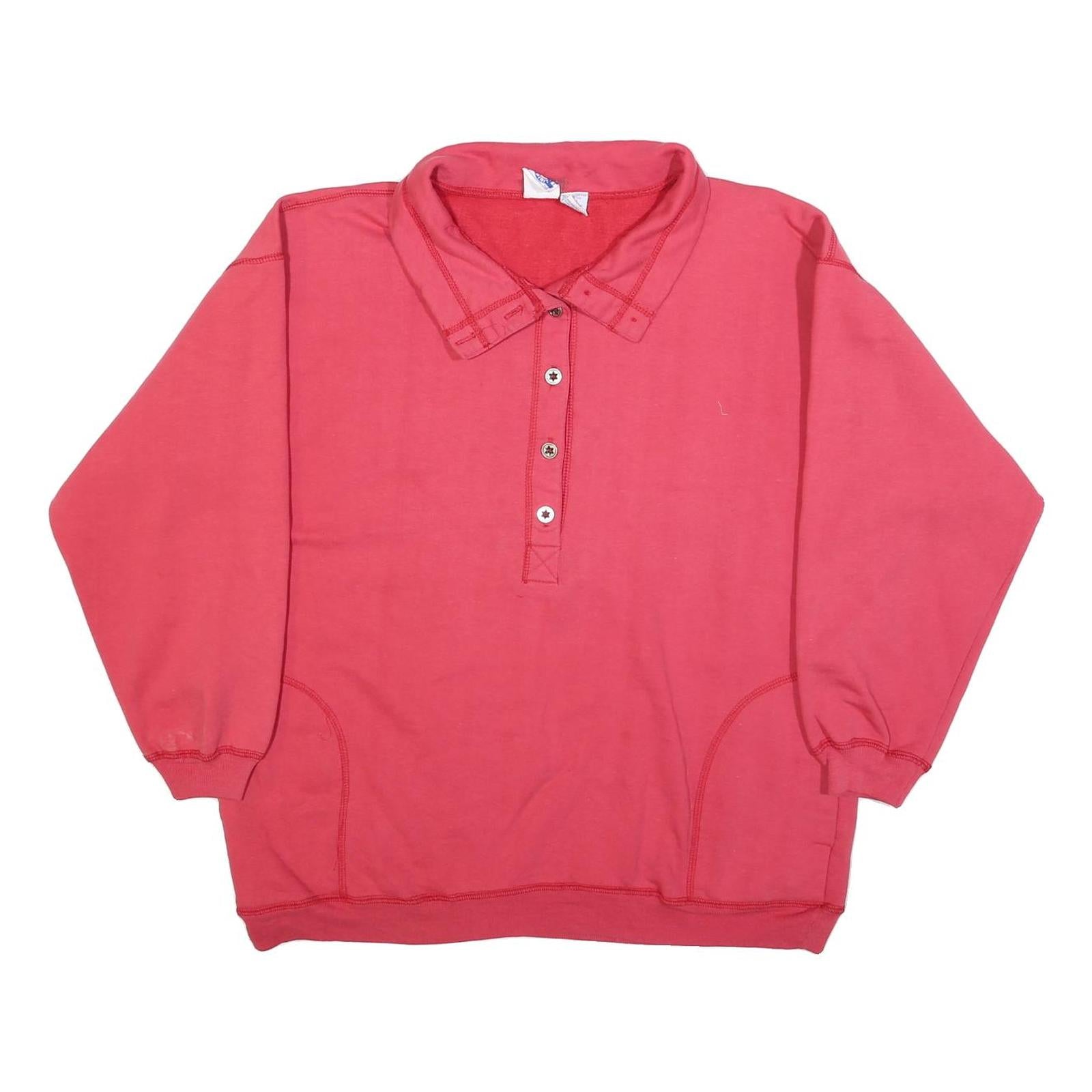 PRO SPIRIT Womens Red Polo Collar L Cotton Blend Sweatshirt Casual Pullover